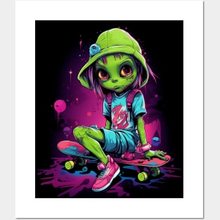 Alien Skater Girl Posters and Art